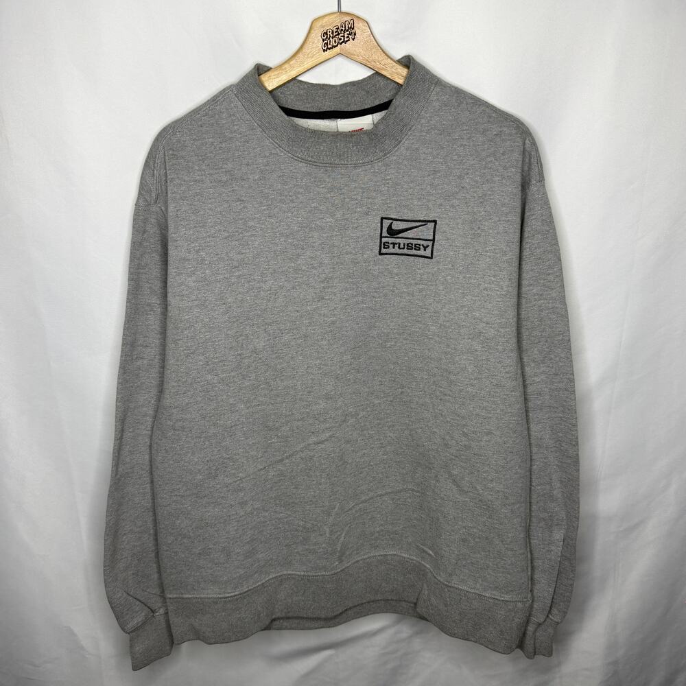 Stussy x Nike Air World Tribe 2020 Fleece Crewneck Sweater in Grey S